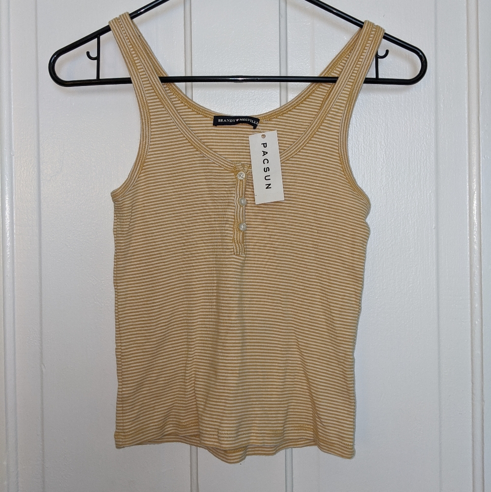 Brandy Melville yellow pinstripe tank